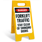 Danger Forklift Traffic Stay Clear Of Swinging Doors Sidewalk Sign Kit,