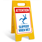 Attention Slippery When Wet Sidewalk Sign Kit,