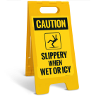 Caution Slippery When Wet Or Icy Sidewalk Sign Kit, (SI-76037)