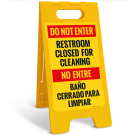 Do Not Enter Restroom Closed For Cleaning Bilingual Sidewalk Sign Kit,
