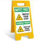 Safety First Watch Your Step Bilingual Sidewalk Sign Kit,
