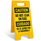 Caution Do Not Lean On Rail Bilingual Sidewalk Sign Kit,