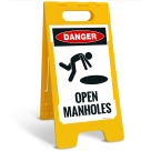 Danger Open Manholes Sidewalk Sign Kit,