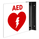AED Automated External Defibrillator Projecting Sign, Double Sided,