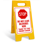 Stop Do Not Leave Deliveries Here Take To The Front Door Sidewalk Sign Kit,