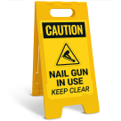 Caution Nail Gun In Use Keep Clear Sidewalk Sign Kit,