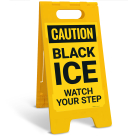Osha Caution Black Ice Watch Your Step Sidewalk Sign Kit,