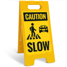 Osha Caution Slow Sidewalk Sign Kit,