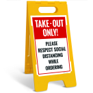 Take Out Only Please Respect Social Distancing Sidewalk Sign Kit,