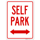 Self Park With Bidirectional Arrow Sign,