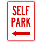 Self Park With Left Arrow Sign,