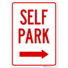 Self Park With Right Arrow Sign,