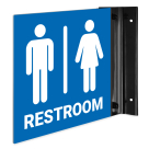 Restroom Men Women Pictograms Projecting Sign, Double Sided,
