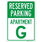 Reserved Parking Apartment G Sign,