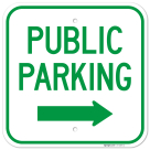 Public Parking With Right Arrow Sign,