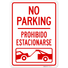 No Parking With Graphic Bilingual Sign,