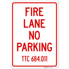 Texas Fire Lane No Parking Sign,