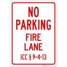 Iowa No Parking Fire Lane Sign,