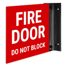 Fire Door Do Not Block Projecting Sign, Double Sided, (SI-7655)
