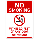 No Smoking Within 20 Feet Of Any Door Or Window Sign,
