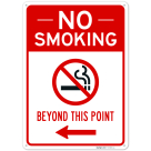 No Smoking Beyond This Point With Left Arrow Sign,