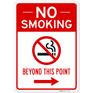 No Smoking Beyond This Point With Right Arrow Sign,