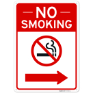 No Smoking With Right Arrow Sign,