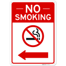 No Smoking With Left Arrow Sign,