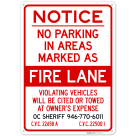 Notice No Parking In Areas Marked As Fire Lane Sign,