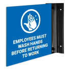 Employees Must Wash Hands Before Returning To Work Projecting Sign, Double Sided,