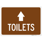 Toilets With Ahead Arrow Sign,