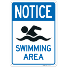 Notice Swimming Area Sign,