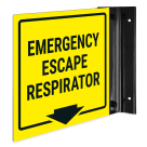 Emergency Escape Respirator Projecting Sign, Double Sided,