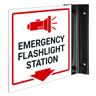 Emergency Flashlight Station Projecting Sign, Double Sided,