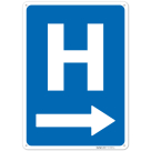 H Hospital Entrace With Right Arrow Sign,