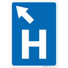 H Hospital Entrace With Left Up Arrow Sign,
