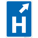 H Hospital Entrace With Right Up Arrow Sign,
