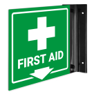 First Aid With Graphic Projecting Sign, Double Sided,