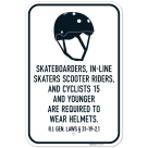 Skateboarders In Line Skaters Scooter Riders And Cyclists 15 And Younger Are Required To Wear A Helmet Sign,