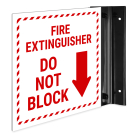 Fire Extinguisher Do Not Block Projecting Sign, Double Sided,