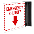 Emergency Shutoff Projecting Sign, Double Sided,