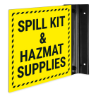 Spill Kit And HazMat Supplies Projecting Sign, Double Sided,