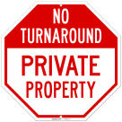 No Turnaround Private Property Sign,