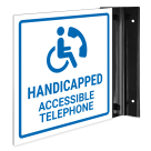 Handicapped Accessible Telephone Projecting Sign, Double Sided,