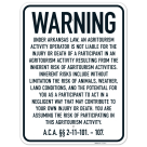 Warning Under Arkansas Law An Agritourism Activity Operator Is Not Liable For The Injury Or Death Sign,