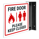 Fire Door Please Keep Closed Projecting Sign, Double Sided,