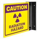 Caution Radiation Hazard Projecting Sign, Double Sided,