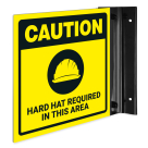 Caution Hard Hat Required In This Area Projecting Sign, Double Sided,
