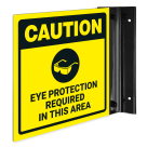 Caution Eye Protection Required in this Area Projecting Sign, Double Sided,