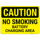 Caution No Smoking Battery Charging Area Sign,